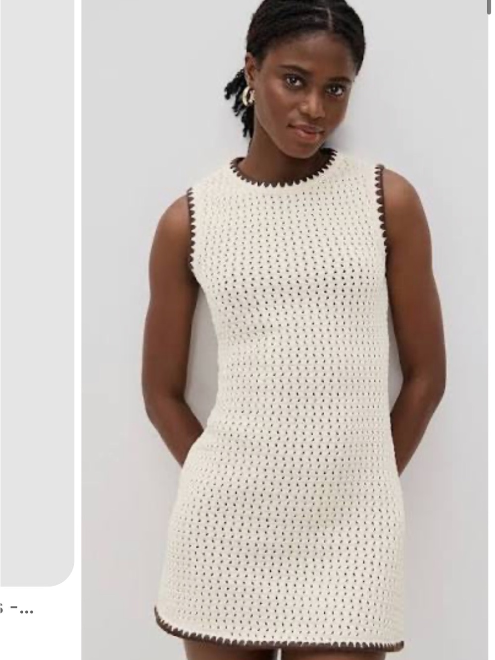 Aligne immy Sleeveless Crochet Mini Dress in Cream and brown 5